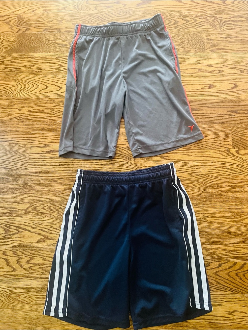 Gray and Navy Kids Athletic Shorts - Comfortable Active Bottoms/Large